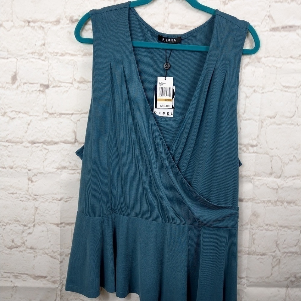 Rebel‎ plus size sleeveless mock wrap shirt